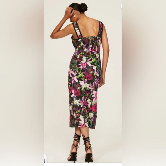 Marchesa Notte Botanical Midi Dress Size 0 Oversized - Picture 3 of 8